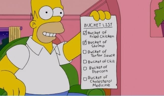 bucket list 2019, homer simpson bucket list
